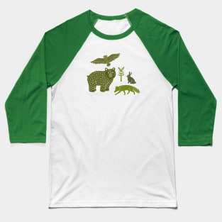 Forest Animals Woodcut Baseball T-Shirt